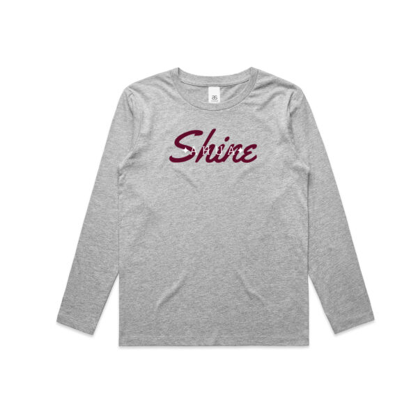 Star Shine White on Maroon Kid's Long Sleeve Tee Thumbnail