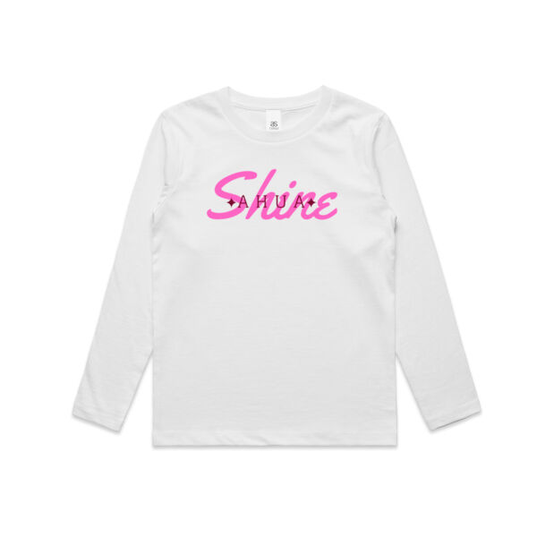 Star Shine Maroon on Pink Kid's Long Sleeve Tee Thumbnail